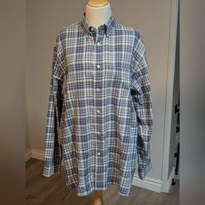 Men's Daniel Cremieux  Blue And Green Plaid Shirt Size L